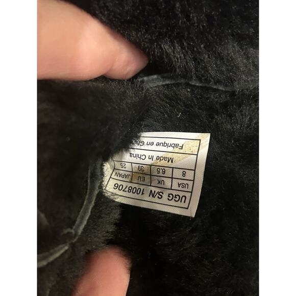 UGG Samantha Tall Knee Boots Black Suede Leather Shearling Womens 8 1008706 Pull - Picture 5 of 5